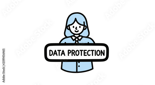 Business woman holding data protection banner