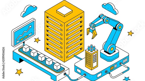 Industrial robotic arm, factory automation, manufacturing technology, robotic assembly line