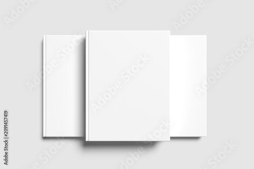 Blank Book Cover Mockup on light grey background.