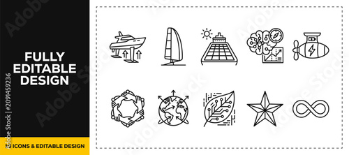 Εκτύπωση καμβά flat vector illustration line art icon bundle set design highlighting summer bea
