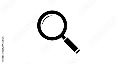 Canvastavla Magnifying glass icon in black silhouette against a white background silhouette