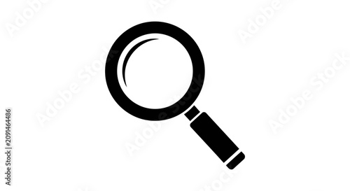 Schilderij op canvas Magnifying glass icon in black silhouette against a white background silhouette