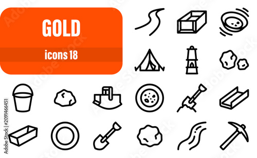 Foto Gold Mining and Prospecting Icons Set