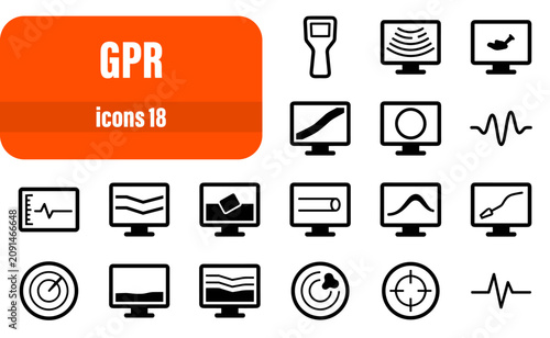 Foto GPR ground penetrating radar and analysis icons
