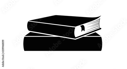 A stack of three closed books depicted as a black silhouette book volume volumes tome