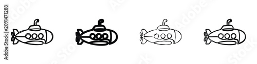 Obraz na płótnie A minimalist drawing of a submarine, featuring a propeller, periscope, and circu