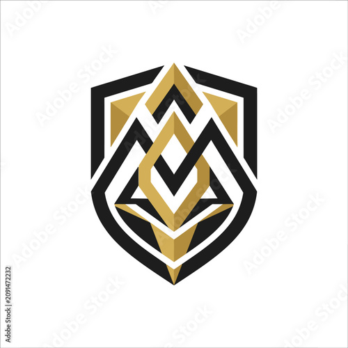 Foto Geometric gold and black sharp crest