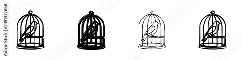 Konstfotografi A minimalist illustration depicting a solitary bird confined within the bars of