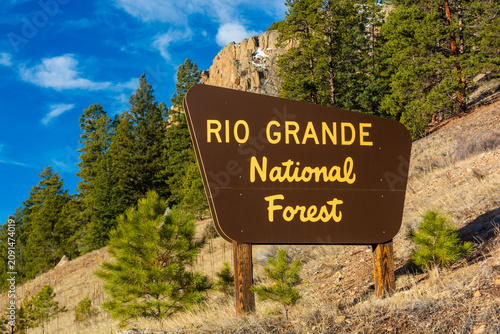 Rio Grande National Forest Sign on a Sunny Day