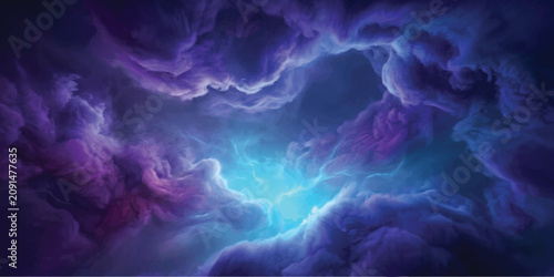 фотографія Cosmic Nebula Dance: A breathtaking nebula swirls with vibrant hues of purple and blue, creating a mesmerizing spectacle of cosmic beauty and celestial wonder