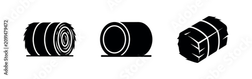 Foto Round and Square Hay Bale Silhouettes for Agriculture Livestock Feed and Autumn