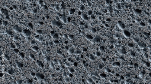 Top view macro texture of a porous grey pumice stone or dried sea foam structure with intricate cellular holes