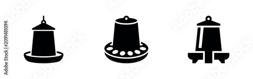 Foto Set of chicken feeder and bird feeder icons