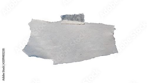 Quadro su tela Fragmento de papel blanco rasgado con cinta adhesiva aislado sobre fondo transpa