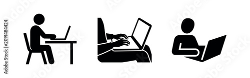 Foto People working on laptops icon set