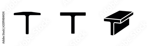 Bilde på lerret T-beam structural steel profile icon set