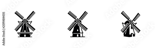 Tableau sur toile Traditional and modern windmill icon set