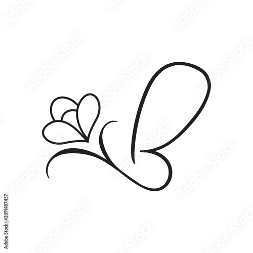 letter B flower unique monogram script