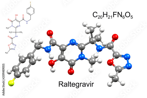 Fotografie Structure of raltegravir, an antiretroviral medication