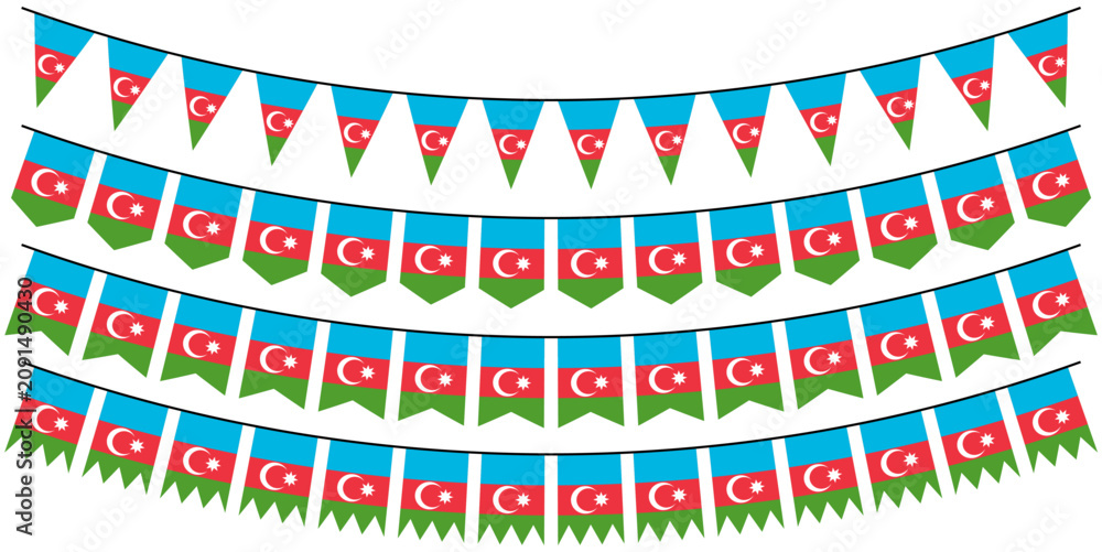 Fototapeta premium set collections Azerbaijan flag bunting garlands. Azerbaijan flag festive pennants. Azerbaijan flag decorating celebration design vector illustration