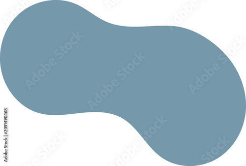Muted blue peanut fluid organic shape flat element for minimal trendy background decoration abstract vector design illustration