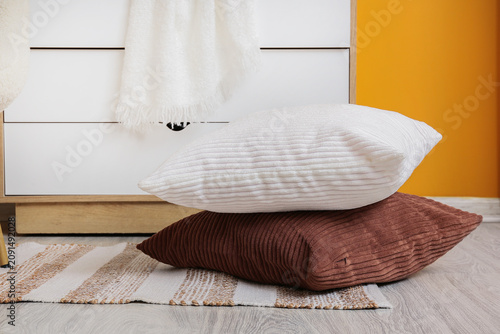 Stacked white and brown cor...