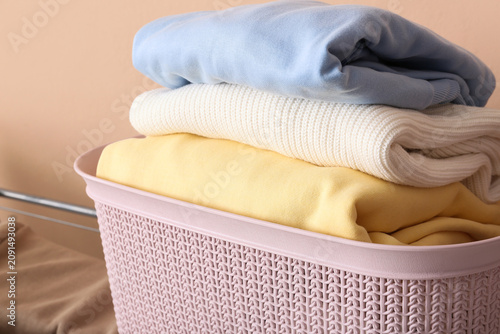 Stack of clean folded laund...