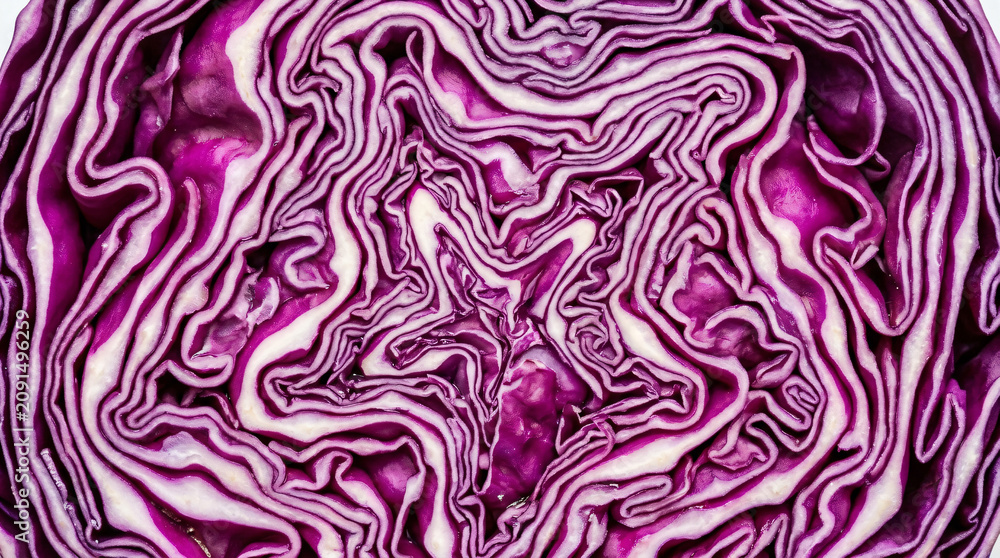 Obraz premium Red Cabbage Texture Close Up Vegetable Cross Section