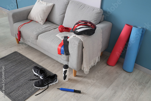 Sofa and different sports e...