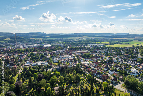 Drone view of Alfeld Leine, District of Hildesheim, Weserbergland Region in Lower Saxony, Germany