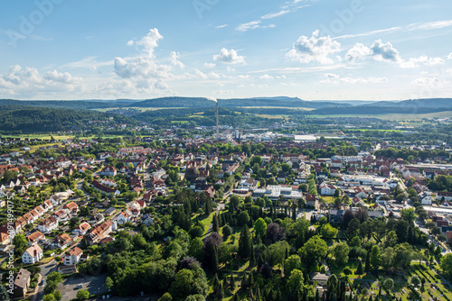 Drone view of Alfeld Leine, District of Hildesheim, Weserbergland Region in Lower Saxony, Germany