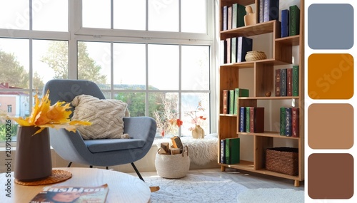 Cozy living room interior w...