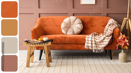 Cozy autumn living room int...