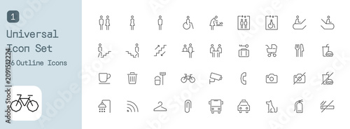 Obraz na płótnie Title: Universal Public Facility Outline Icon Set