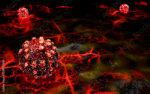 Cancer Cell Inducing Angiogenesis Through Extensive Vascular Network Formation Supplying Oxygen and Nutrients for Tumor Growth and Disease Progression 3D Rendering