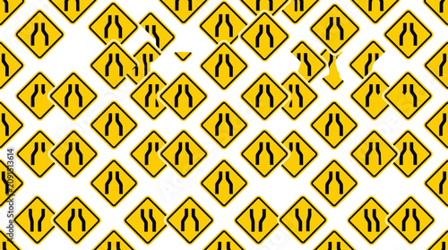 Canvastavla Yellow warning signs in rows.