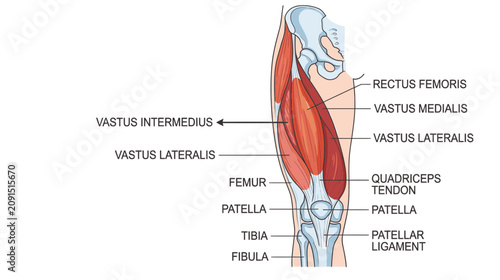 Photos Anatomy of the Human Thigh: Quadriceps Muscles and Knee Joint