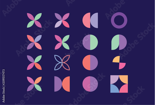 Modern Brutalist Abstract Symbol Set with Geometric Memphis Vector Shapes.