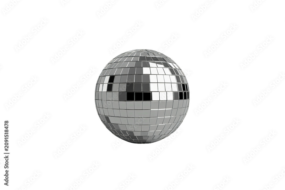 Fototapeta premium Disco ball with shiny mirror facets for party, nightlife, celebration, and music events, on transparent background