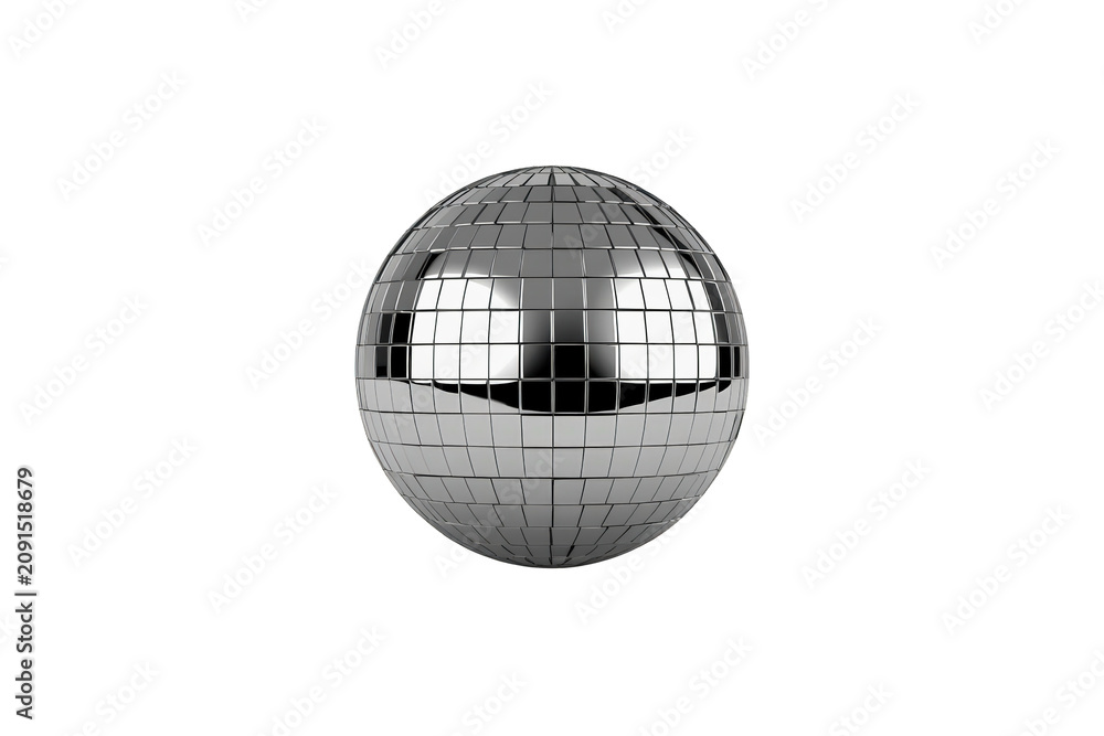 Fototapeta premium Disco ball reflecting light, creating a party atmosphere, 1970s and 1980s music and celebration concept, transparent background