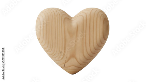 Wooden heart shaped object with curved edge and wavy pattern top heart.