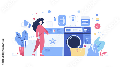Woman shopping for home appliances and electronics