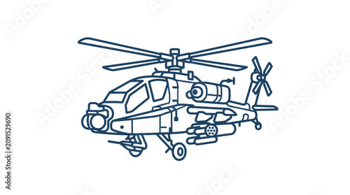 фотографія Attack Helicopter Outline Vector Illustration