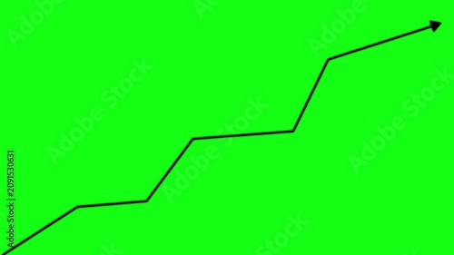Growing business chart line graph animation on green screen for financial success and data analysis growth