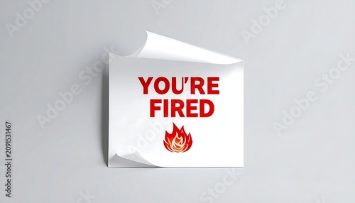 A white sheet of paper with curled edges, featuring bold red text 