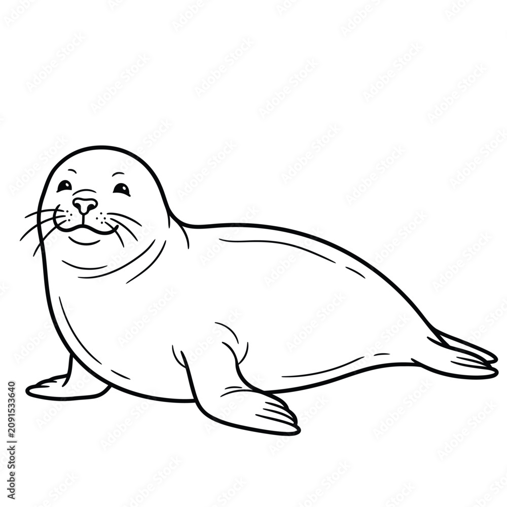 Fototapeta premium seal line art vector illustration