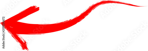 Grunge Arrow Long Curved Left Red Brush Stroke Symbol