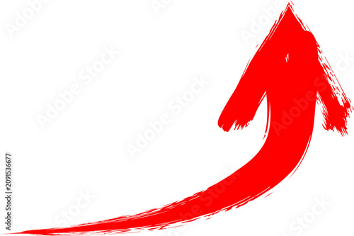 Grunge Arrow Curved Up Right Red Brush Stroke Symbol