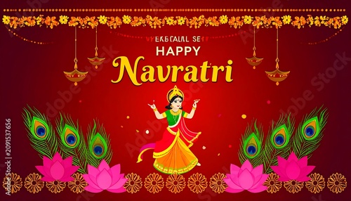 Woman Dancing in Traditional Attire During Navratri Celebration