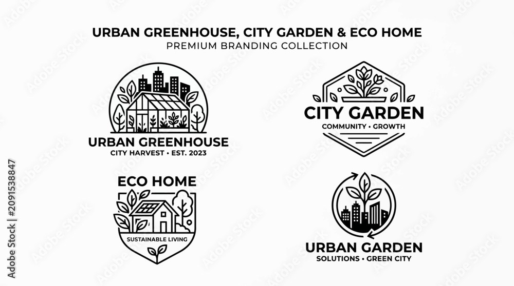 Obraz premium Urban Greenhouse Eco Home Logos.